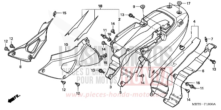 SITZVERKLEIDUNG/SEITENABDECKUNG von Varadero ABS TERRA BLUE (PB190R) von 2006